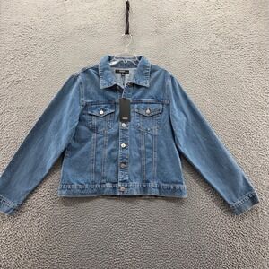 NWT Hudson Womens Denim Trucker Jacket 1X Blue Medium Wash All Cotton‎